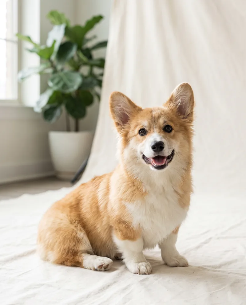 Freshly groomed Corgi portrait