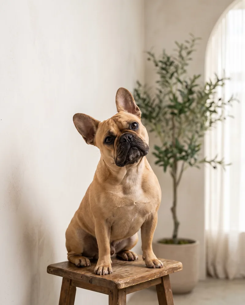 Freshly groomed French Bulldog portrait